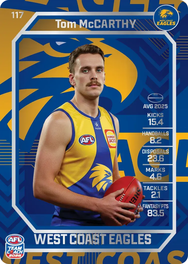 Teamcoach 2026 Base Silver Card #117 Tom McCarthy - West Coast Eagles