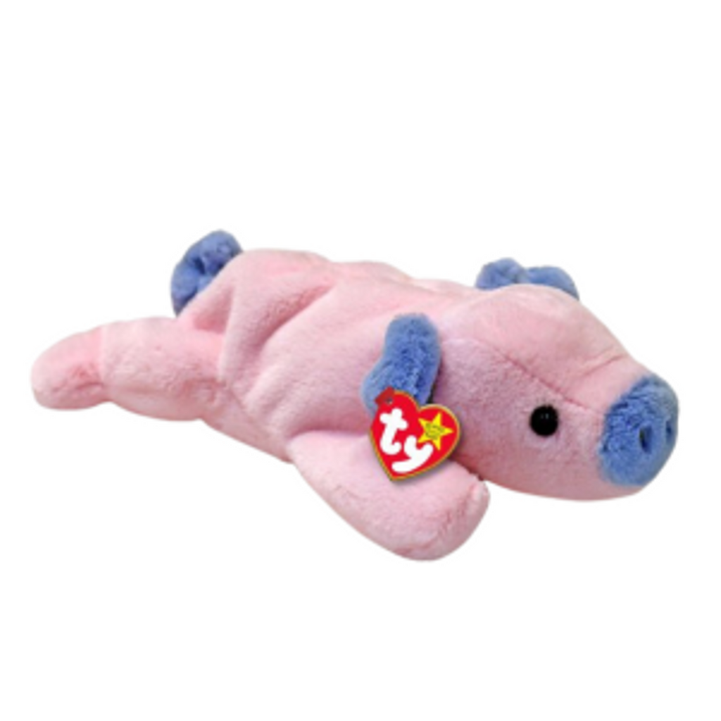 TY Beanie Bellie Squealer the Pink Pig in regular size.