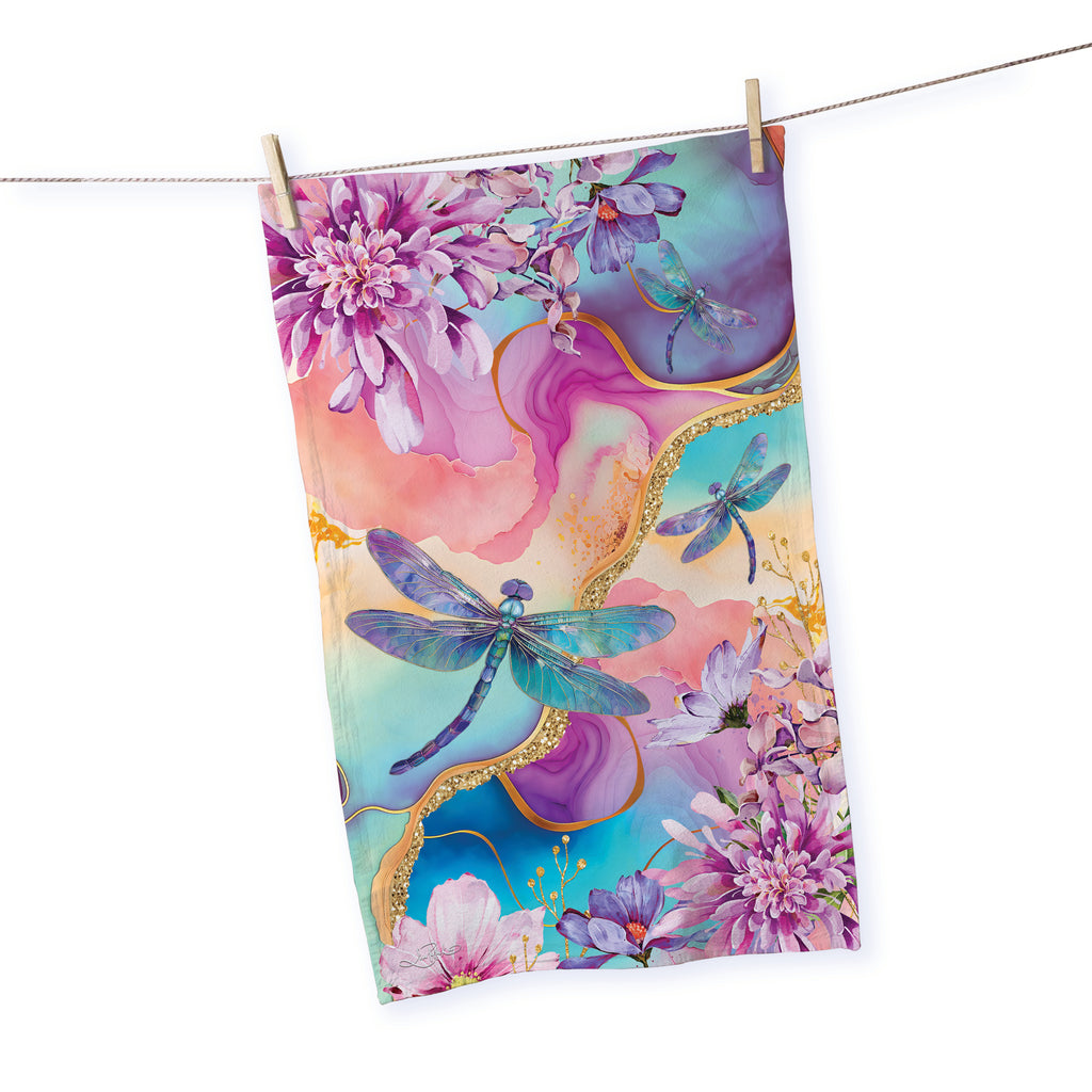 Cotton Tea Towel - Delightful Dragonflies - 45 x 70cm - Lisa Pollock