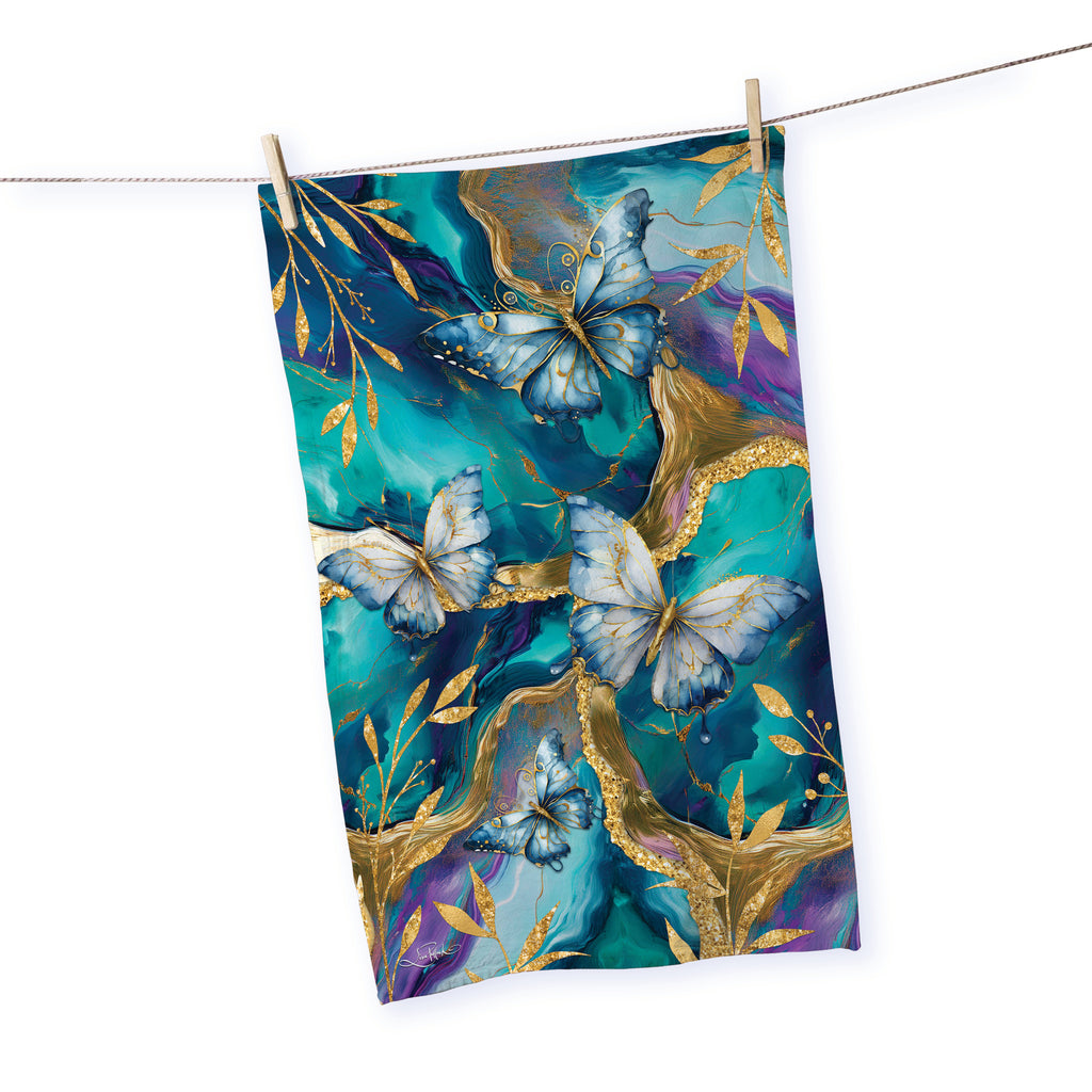 Cotton Tea Towel - Tranquil Butterflies - 45 x 70cm - Lisa Pollock