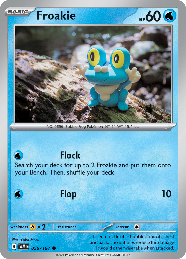 Pokemon TCG Scarlet & Violet expansion Twilight Masquerades. Froakie common card.