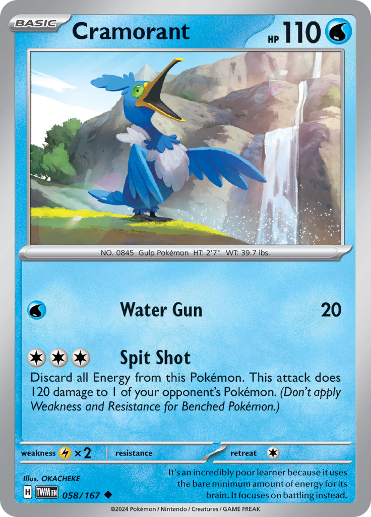 Pokemon TCG - Twilight Masquerade - #58 - Cramorant - Uncommon Funporium Pokemon TCG - Twilight Masquerade - #58 - Cramorant - Uncommon Funporium