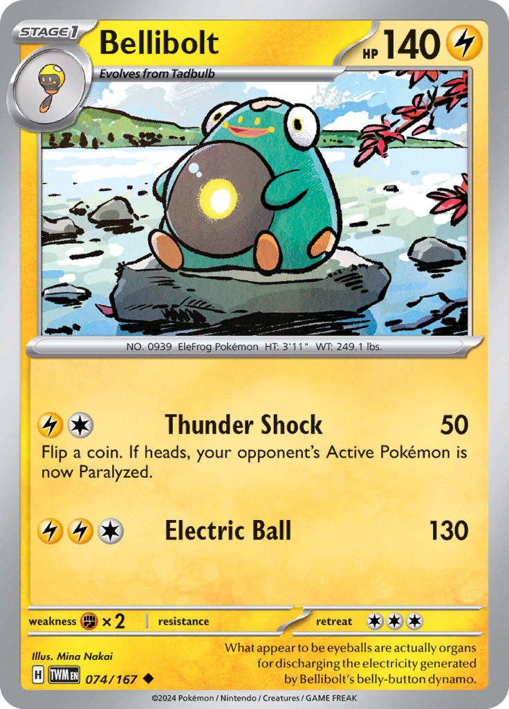 Pokemon TCG - Twilight Masquerade - #74 - Bellibolt - Uncommon Funporium Pokemon TCG - Twilight Masquerade - #74 - Bellibolt - Uncommon Funporium