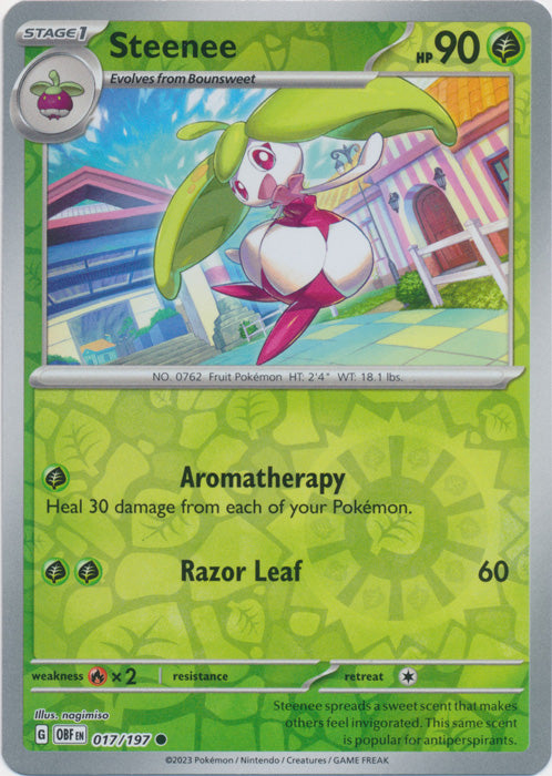 Pokemon TCG -Obsidian Flames -#17 -Steenee -Common -Reverse Holo