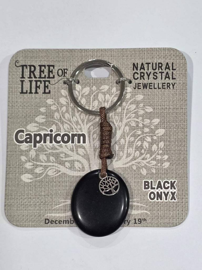 Tree of Life | Capricorn | Black Onyx Keyring | Natural Crystal Jewellery