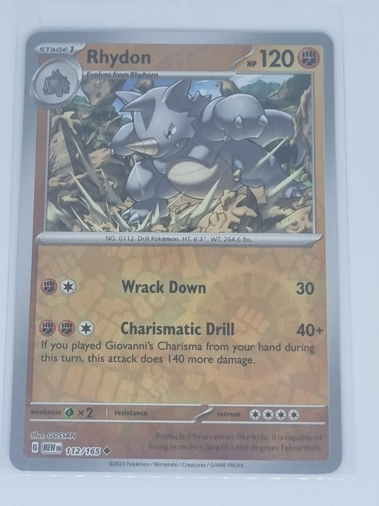 Pokemon TCG - Pokemon 151 - #112/165 - Reverse Holo - Rhydon - Uncommon