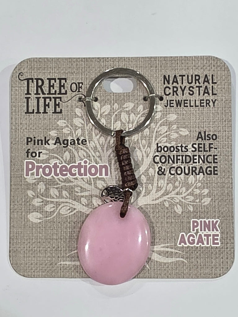 Tree of Life | Protection | Pink Agate Keyring | Natural Crystal Jewellery