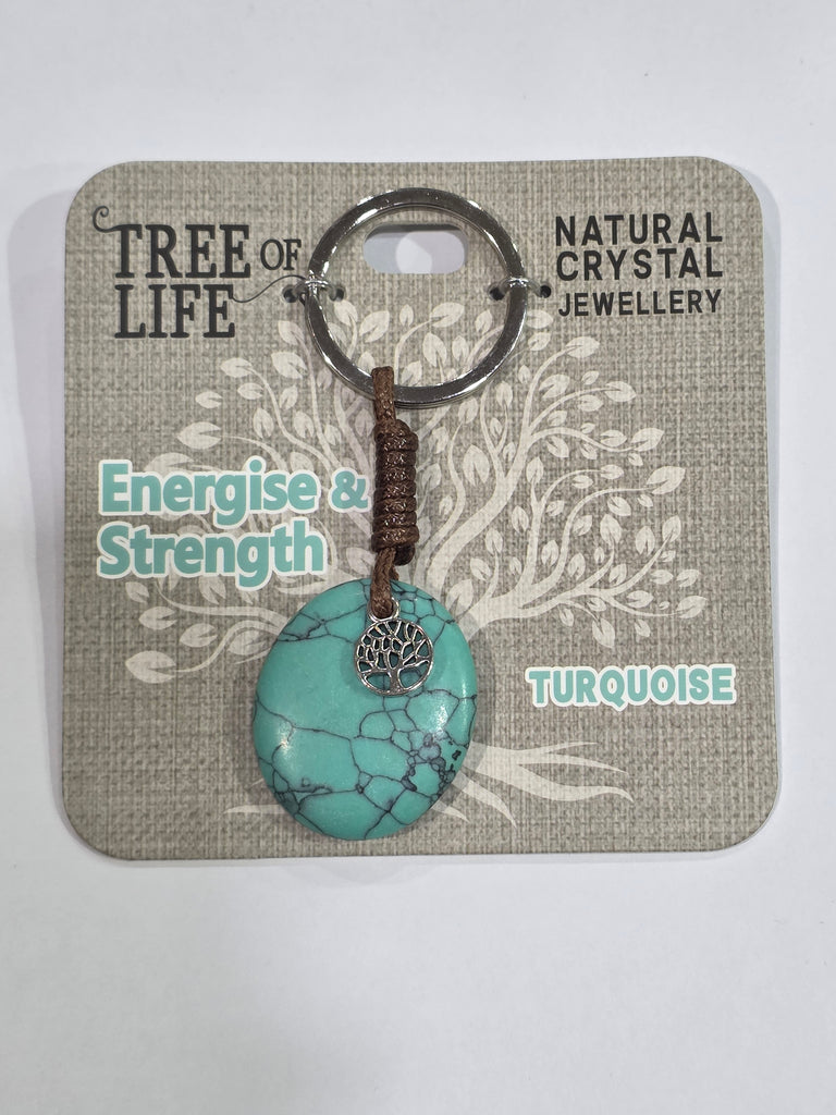 Tree of Life | Energise & Strength | Turquoise Keyring | Natural Crystal Jewellery