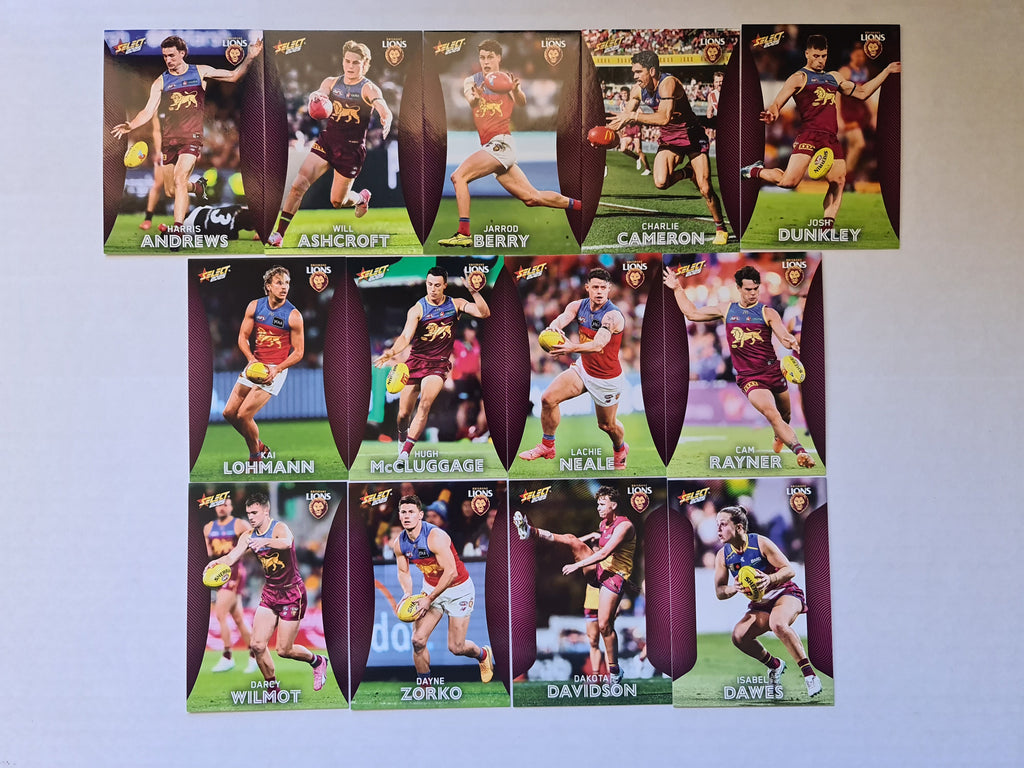 AFL Footy Stars 2025 | Complete Base Team Set | Brisbane Lions | 13 Cards