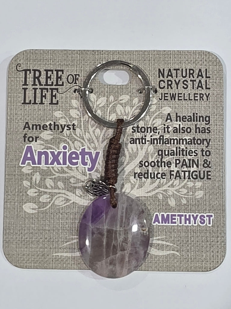 Tree of Life | Anxiety | Amethyst Keyring | Natural Crystal Jewellery