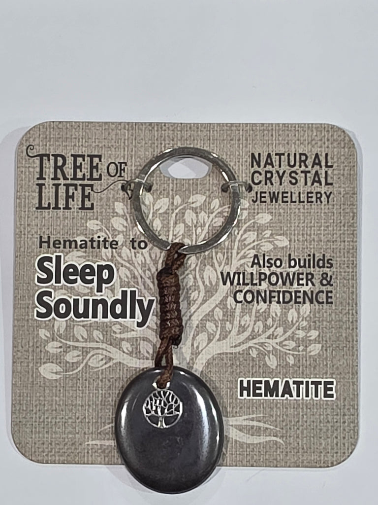 Tree of Life | Sleep Soundly | Hematite Keyring | Natural Crystal Jewellery