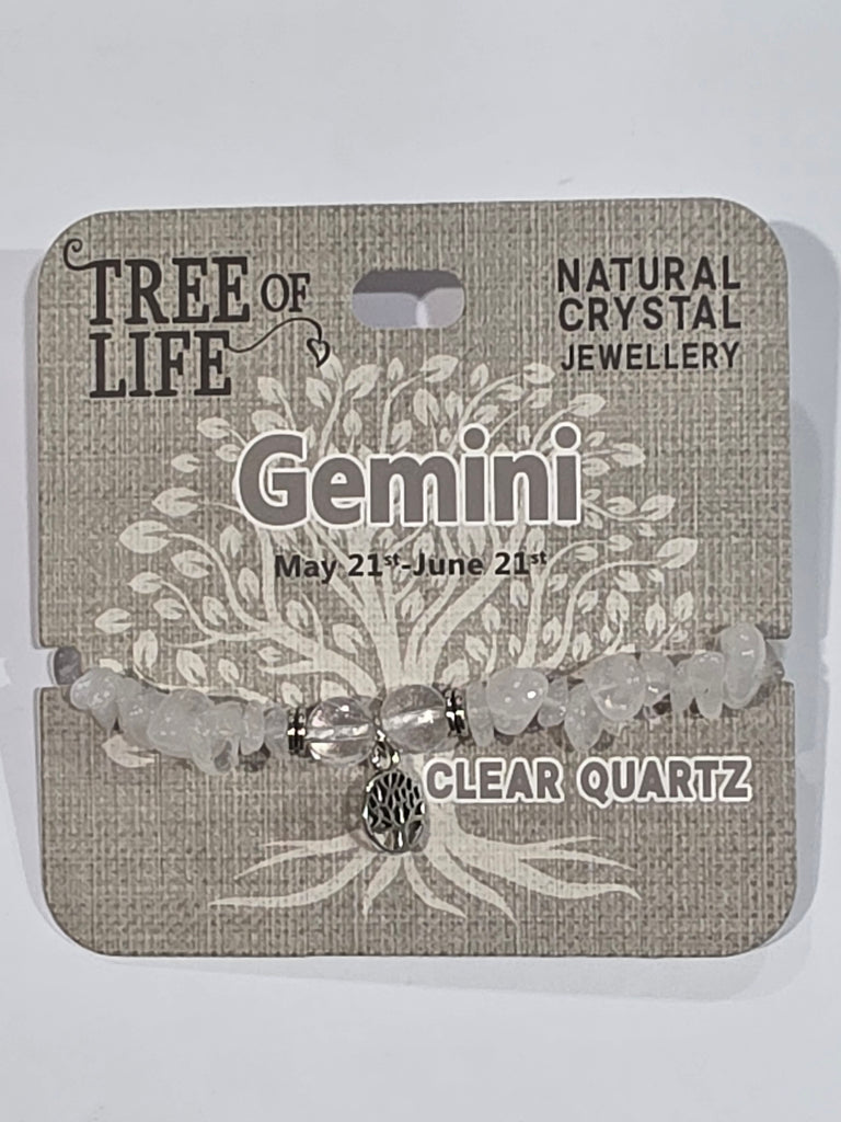 Tree of Life | Gemini | Clear Quartz Bracelet | Natural Crystal Jewellery