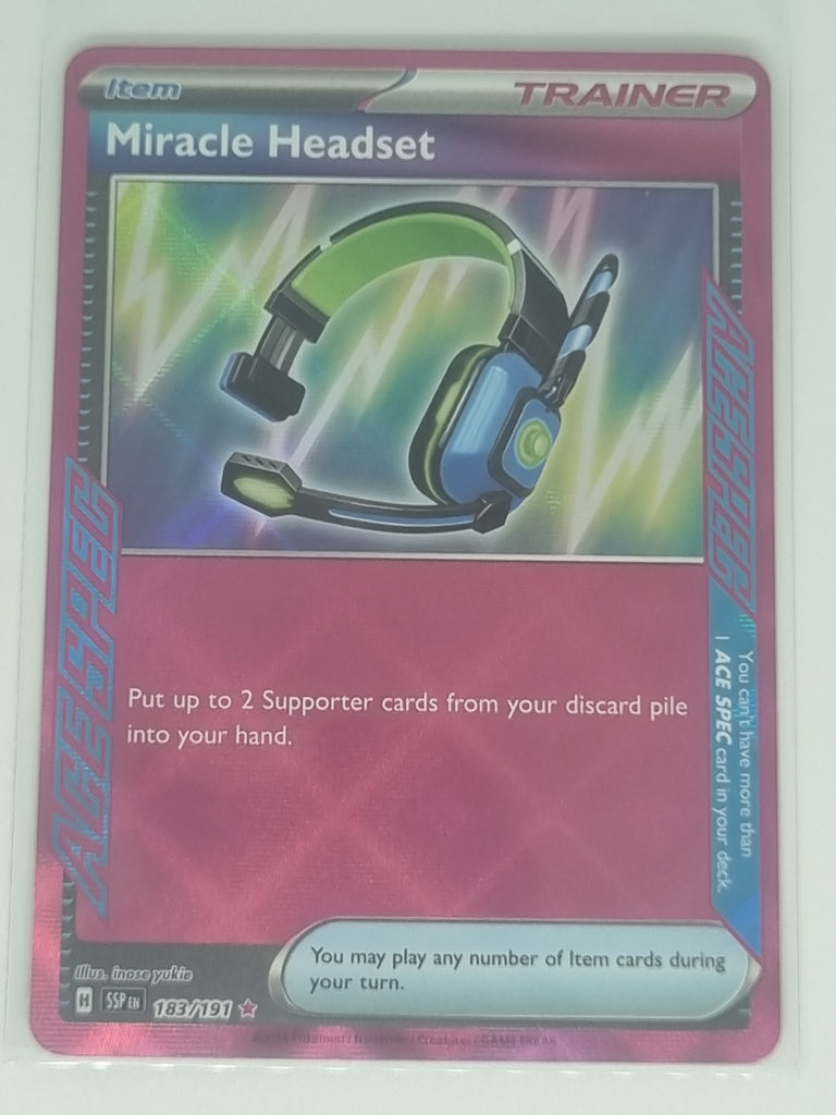 Carta Ace Spec Surging Sparks Carta Pokmon Miracle Headset 183/191 - Surging Sparks, Ace Spec, Coleccionable Edicin Roja Carta Ace Spec Surging Sparks Carta Pokmon Miracle Headset 183/191 - Surging Sparks, Ace Spec, Coleccionable Edicin Roja