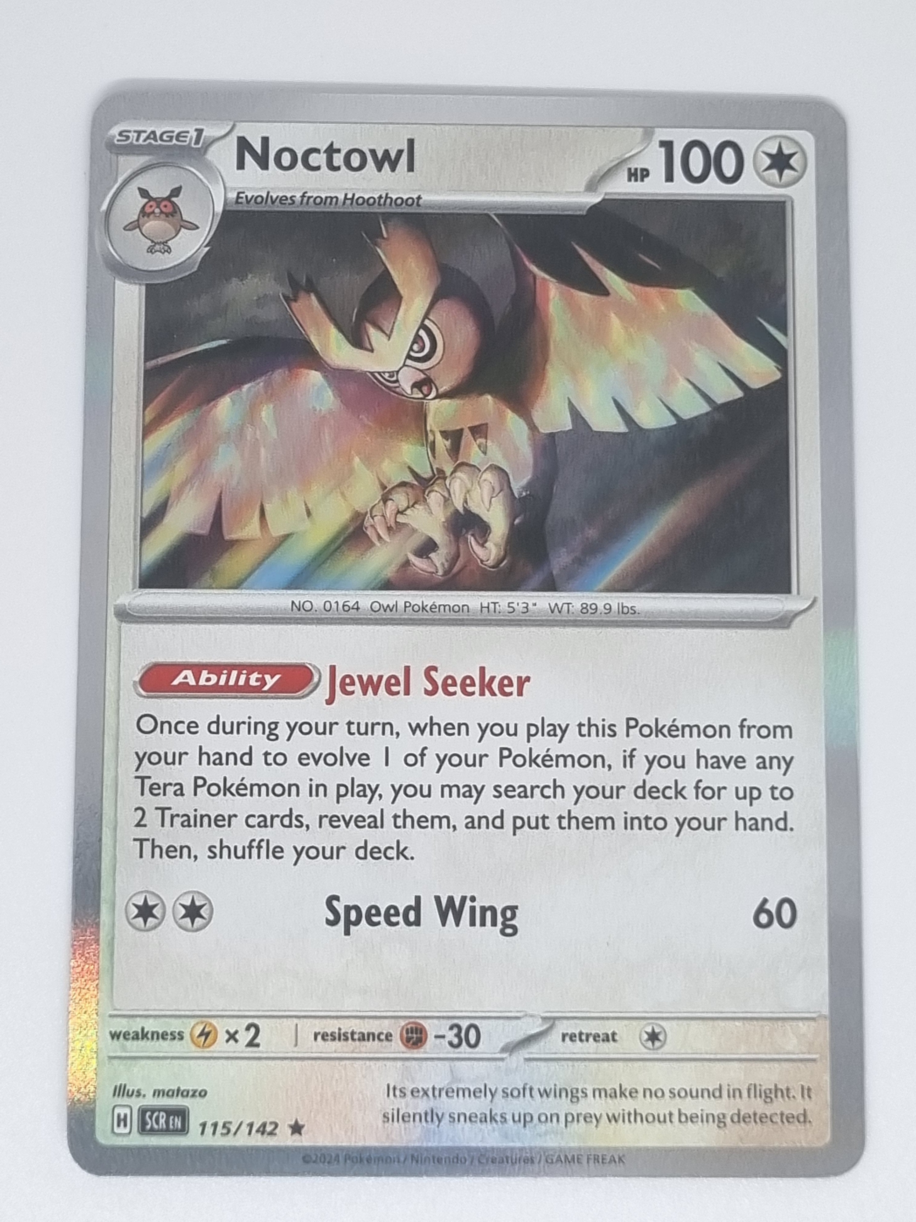Pokemon TCG - Stellar Crown - #115/142 - Noctowl - Rare Funporium Pokemon TCG - Stellar Crown - #115/142 - Noctowl - Rare Funporium