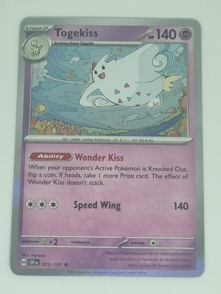 Pokemon TCG - Surging Sparks - #072/191 - Togekiss - Rare Funporium Pokemon TCG - Surging Sparks - #072/191 - Togekiss - Rare Funporium