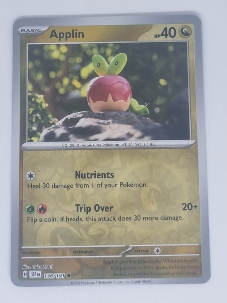 Pokemon TCG - Surging Sparks - #138/191 - Reverse Holo - Applin - Common