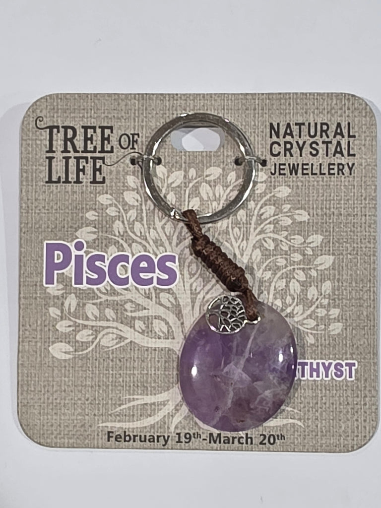 Tree of Life | Pisces | Amethyst Keyring | Natural Crystal Jewellery