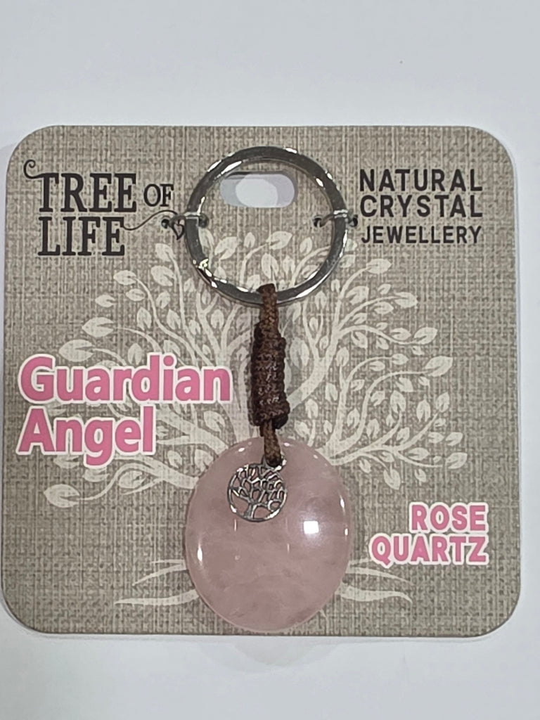 Tree of Life | Guardian Angel | Rose Quartz Keyring | Natural Crystal Jewellery