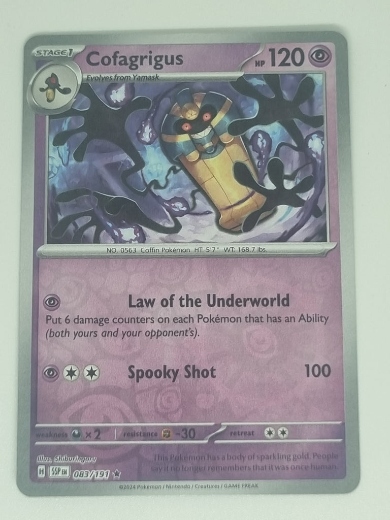 Pokemon TCG - Surging Sparks - #083/191 - Reverse Holo - Cofagrigus - Funporium Pokemon TCG - Surging Sparks - #083/191 - Reverse Holo - Cofagrigus - Funporium