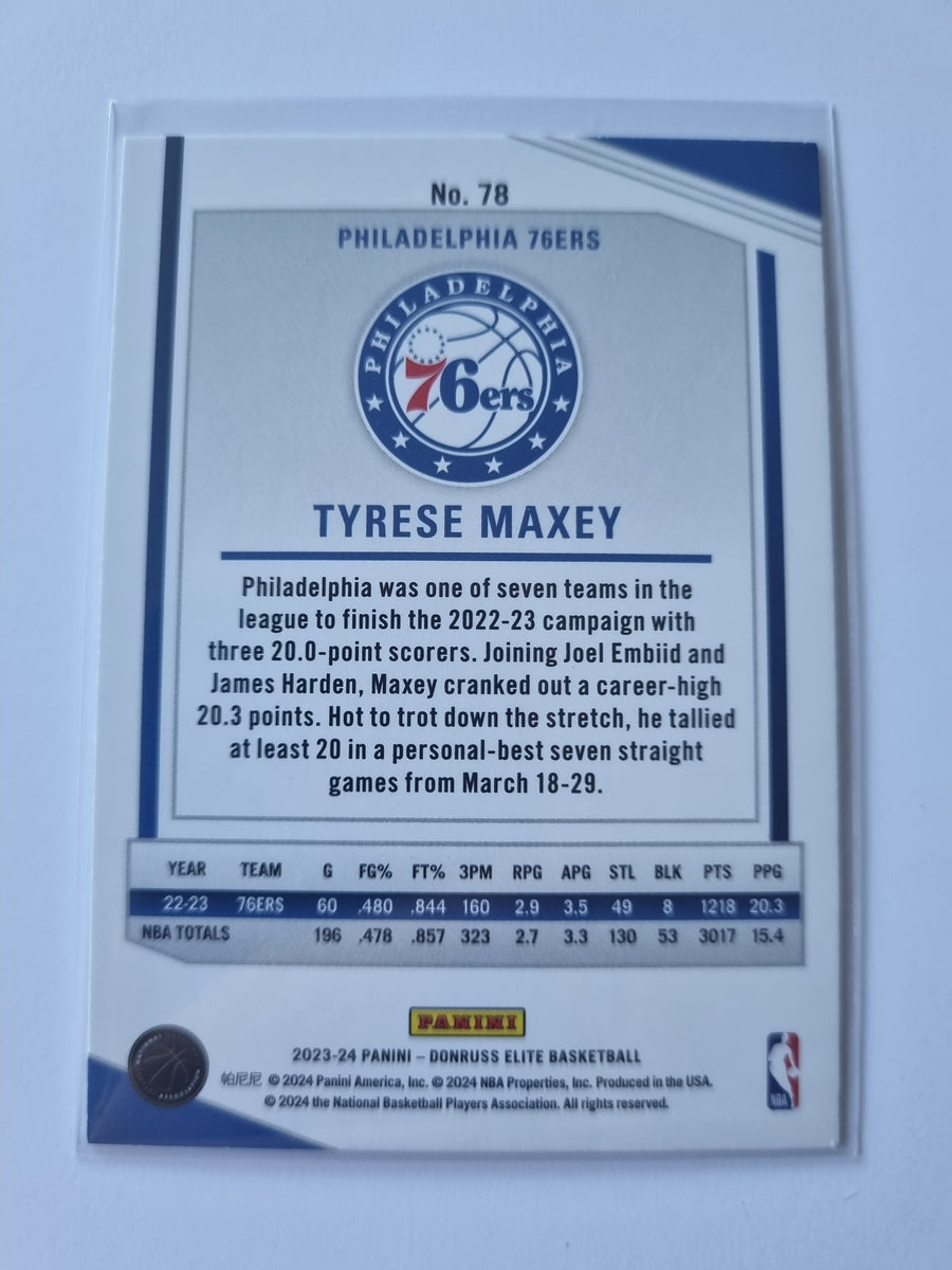 2023-24 Panini Donruss Elite - #78 - Tyrese Maxey - Philadelphia 76ers 