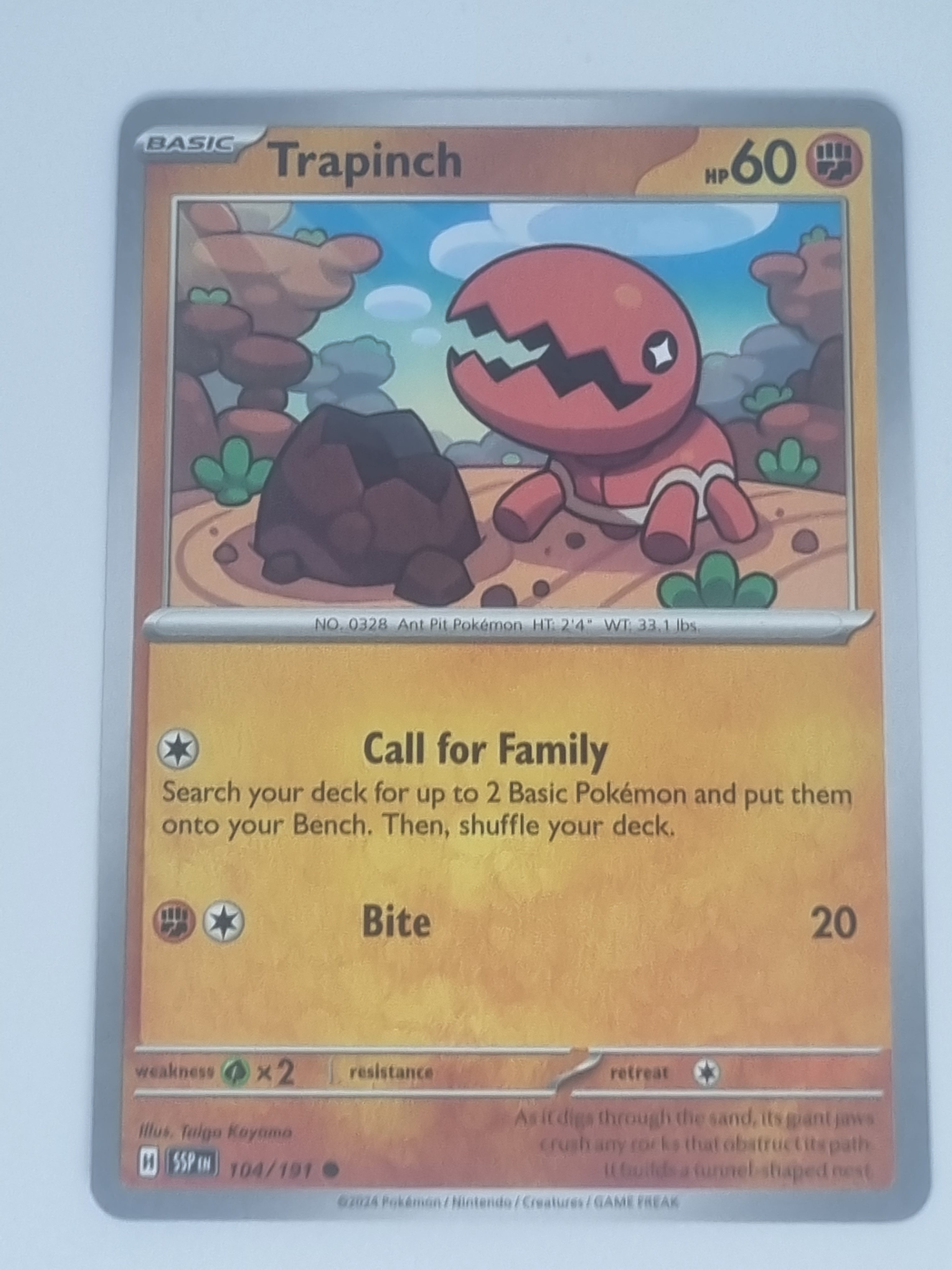 Pokemon TCG - Surging Sparks - #104/191 - Trapinch - Common Funporium Pokemon TCG - Surging Sparks - #104/191 - Trapinch - Common Funporium