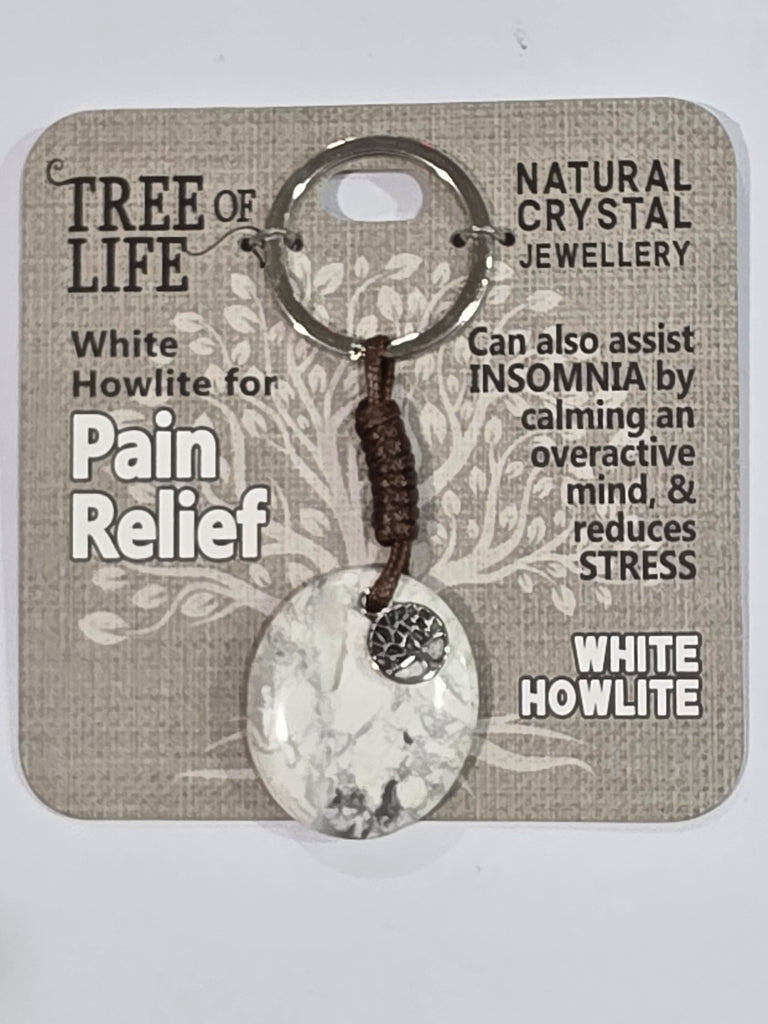 Tree of Life | Pain Relief | White Howlite Keyring | Natural Crystal Jewellery