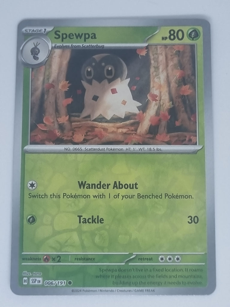 Pokemon TCG - Surging Sparks - #006/191 - Reverse Holo - Spewpa - Common