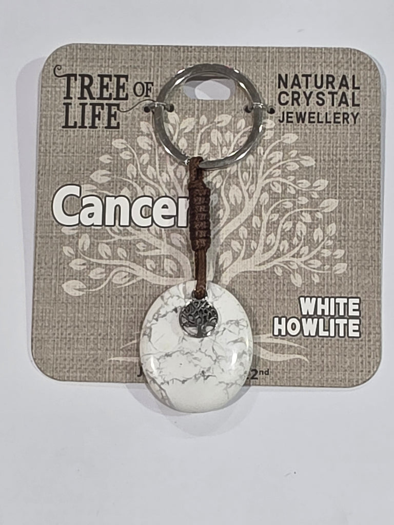Tree of Life | Cancer | White Howlite Keyring | Natural Crystal Jewellery