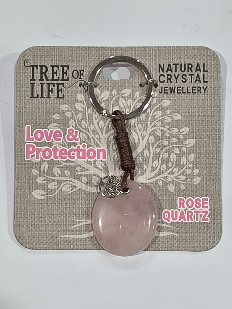 Tree of Life | Love & Protection | Rose Quartz Keyring | Natural Crystal Jewellery