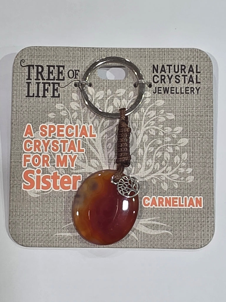Tree of Life | Special Sister | Carnelian Keyring | Natural Crystal Jewellery