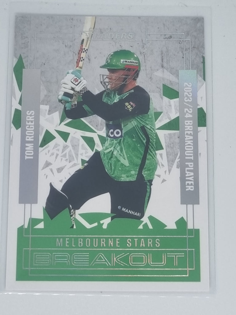 2024-25 LUXE Cricket - Breakouts White - #BO11 - Tom Rogers - Stars