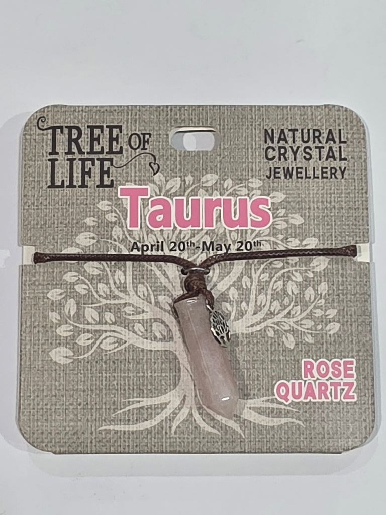 Tree of Life | Taurus | Rose Quartz Necklace | Natural Crystal Jewellery