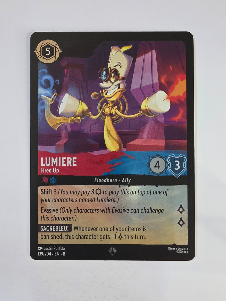 Disney Lorcana Reign of Jafar | Coldfoil | Lumiere Fired Up | #139 | Super Rare