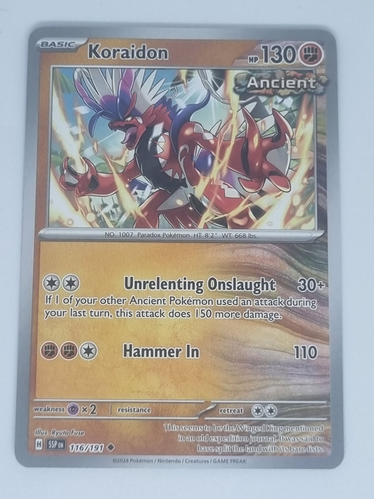 Pokemon TCG - Surging Sparks - #116/191 - Koraidon - Uncommon Funporium Pokemon TCG - Surging Sparks - #116/191 - Koraidon - Uncommon Funporium