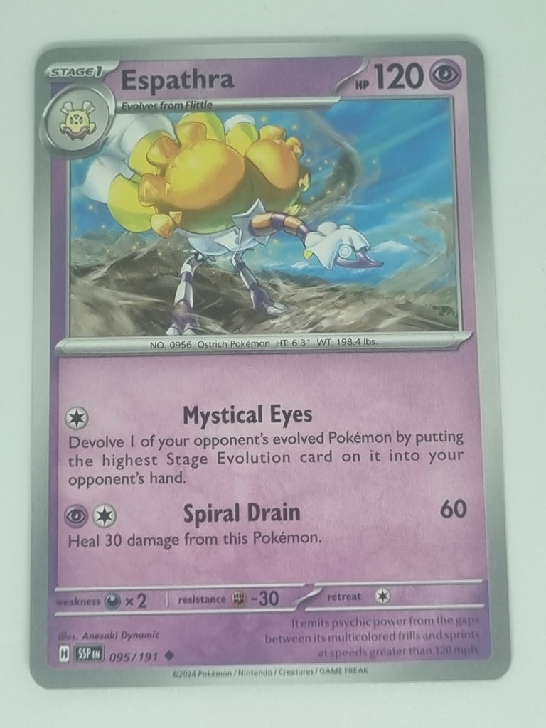 Pokemon TCG - Surging Sparks - #095/191 - Espathra - Uncommon Funporium Pokemon TCG - Surging Sparks - #095/191 - Espathra - Uncommon Funporium