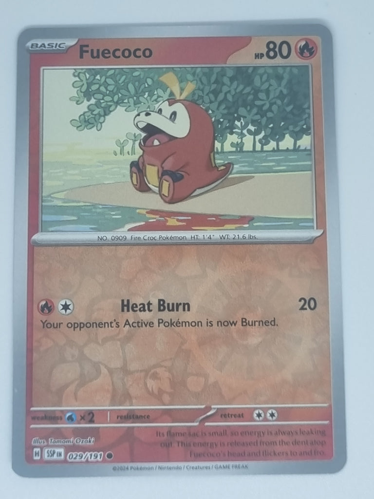Pokemon TCG - Surging Sparks - #029/191 - Reverse Holo - Fuecoco - Com Funporium Pokemon TCG - Surging Sparks - #029/191 - Reverse Holo - Fuecoco - Com Funporium