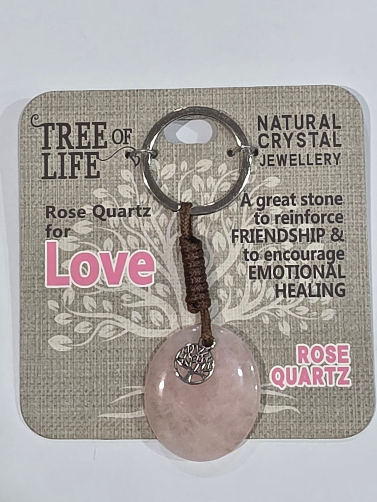 Tree of Life | Love | Rose Quartz Keyring | Natural Crystal Jewellery