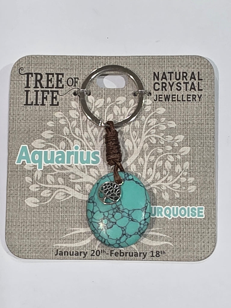 Tree of Life | Aquarius | Turquoise Keyring | Natural Crystal Jewellery