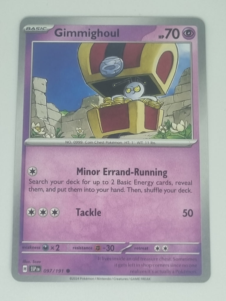 Pokemon TCG - Surging Sparks - #097/191 - Gimmighoul - Common Funporium Pokemon TCG - Surging Sparks - #097/191 - Gimmighoul - Common Funporium