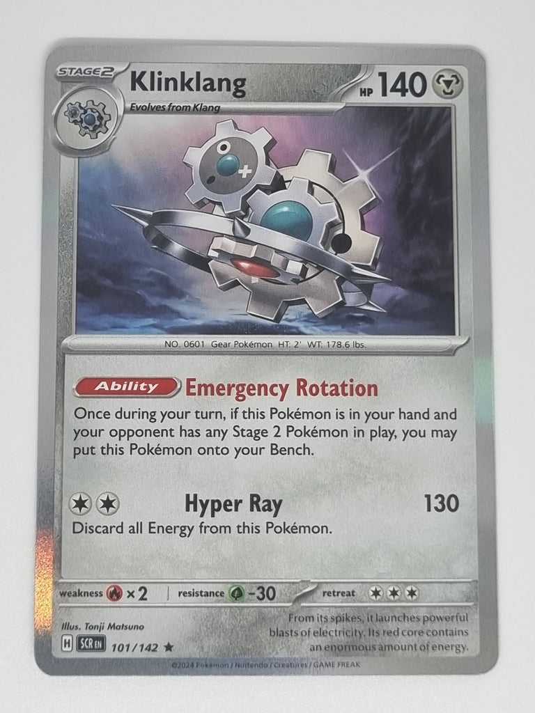 Pokemon TCG - Stellar Crown - #101/142 - Klinklang - Rare Funporium Pokemon TCG - Stellar Crown - #101/142 - Klinklang - Rare Funporium