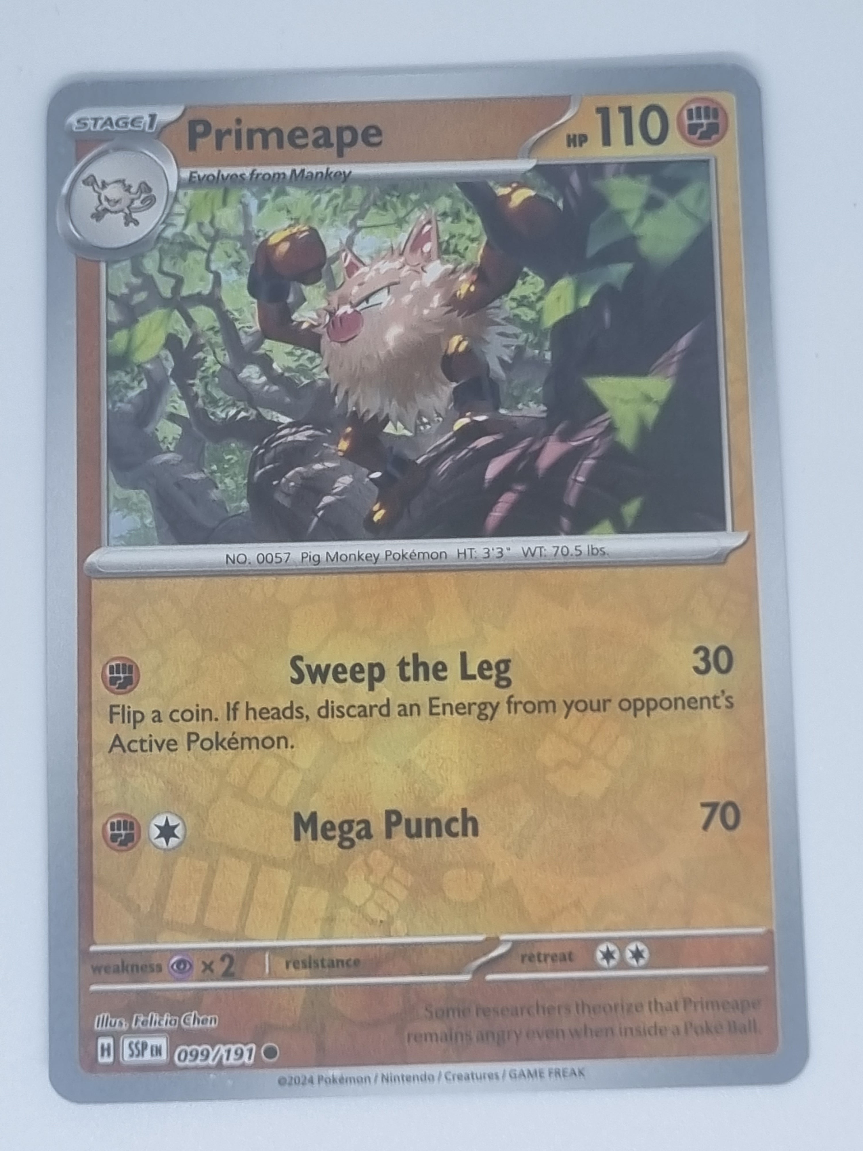 pokemon cards target nearby Pokemon TCG - Surging Sparks - #099/191 - Reverse Holo - Primeape