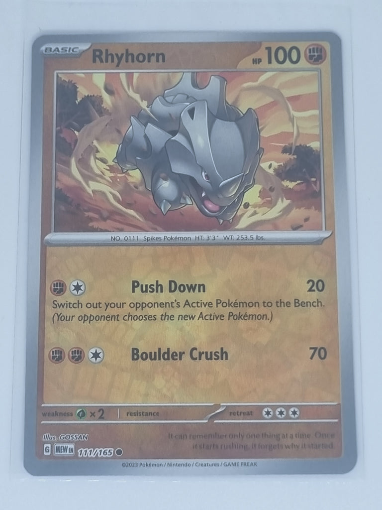 Pokemon TCG - Pokemon 151 - #111/165 - Reverse Holo - Rhyhorn - Common