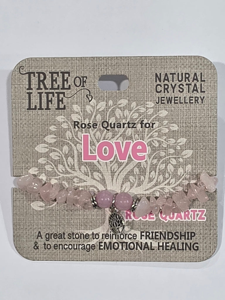 Tree of Life | Love | Rose Quartz Bracelet | Natural Crystal Jewellery