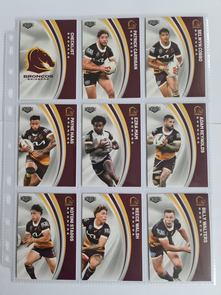 2024 Elite NRL - Base Team Set 9 Cards - Broncos