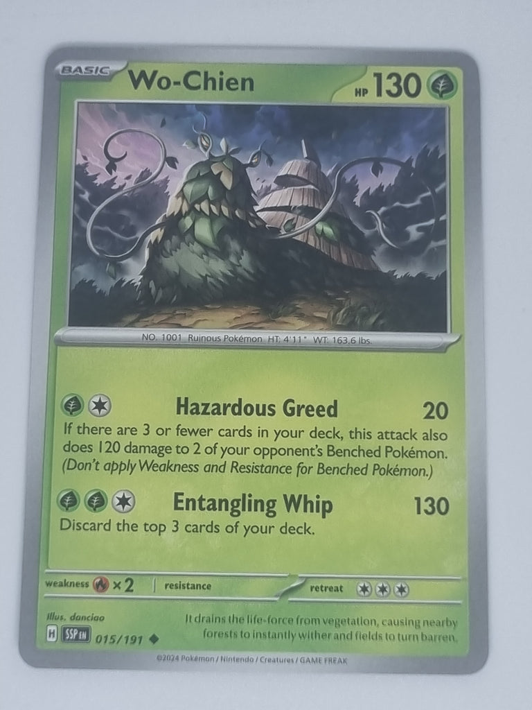 Pokemon TCG - Surging Sparks - #015/191 - Wo-Chien - Uncommon Funporium Pokemon TCG - Surging Sparks - #015/191 - Wo-Chien - Uncommon Funporium