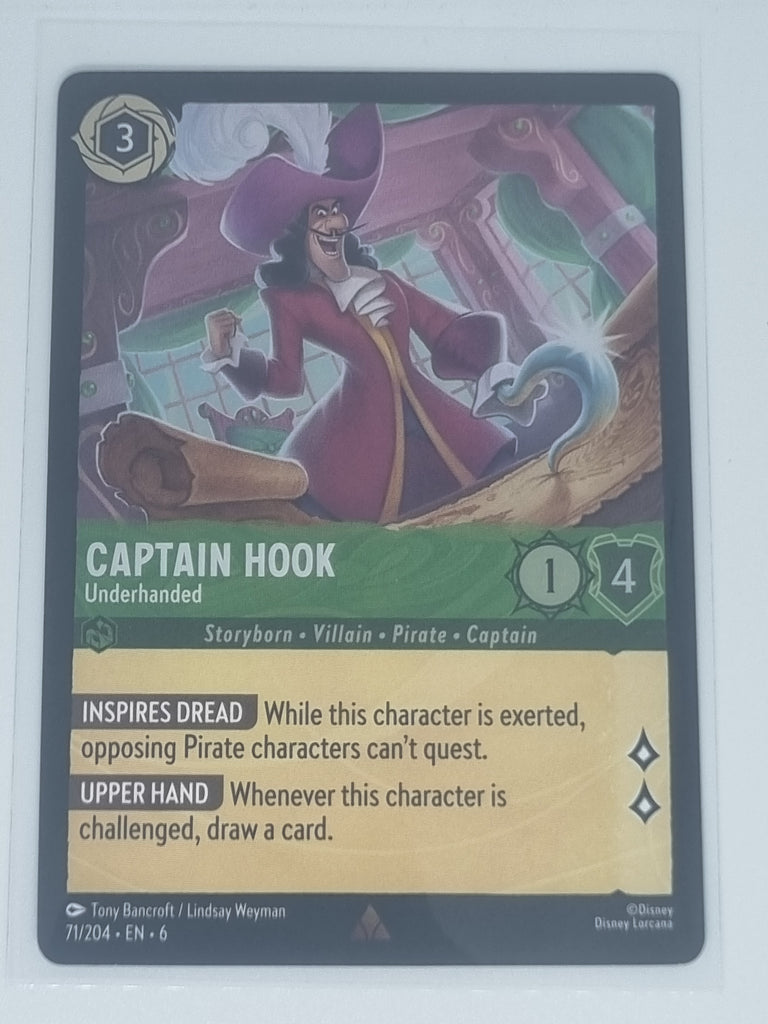 Lorcana Azurite Sea - COLDFOIL - Captain Hook - Underhanded - #71/204 - Rare