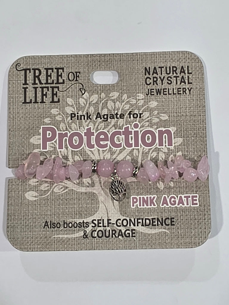 Tree of Life | Protection | Pink Agate Bracelet | Natural Crystal Jewellery