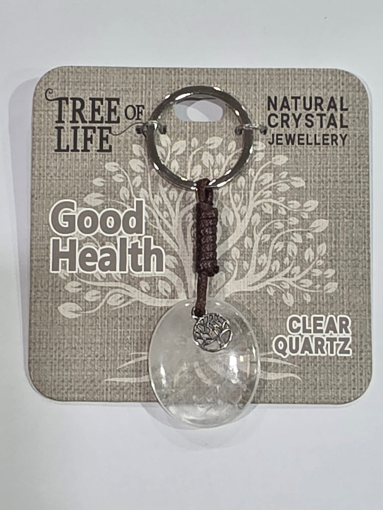 Tree of Life | Good Health | Clear Quartz Keyring | Natural Crystal Jewellery