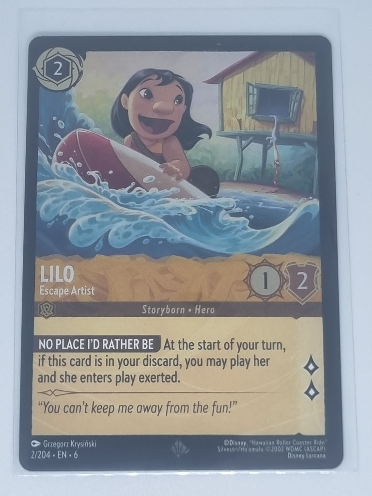 Lorcana Azurite Sea - COLDFOIL - Lilo - Escape Artist - #2/204 - Super Rare