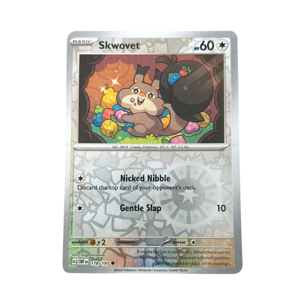 Pokemon TCG -Obsidian Flames -#178 -Skwovet -Common -Reverse Holo Funporium Pokemon TCG -Obsidian Flames -#178 -Skwovet -Common -Reverse Holo Funporium